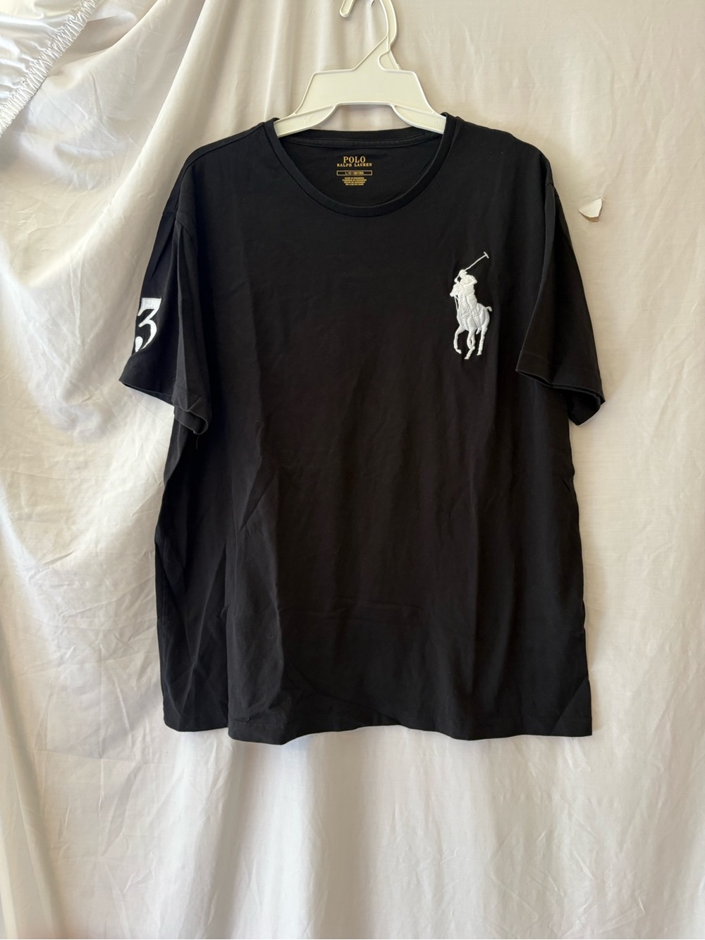 Polo by Ralph Lauren Black Tee with White Polo Player Logo